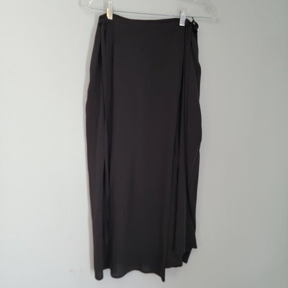 MAX MARA Pura Seda Wrap Skirt And Sleeveless Top Black 100% Silk Sz US8 2 PC Set - Picture 3 of 16